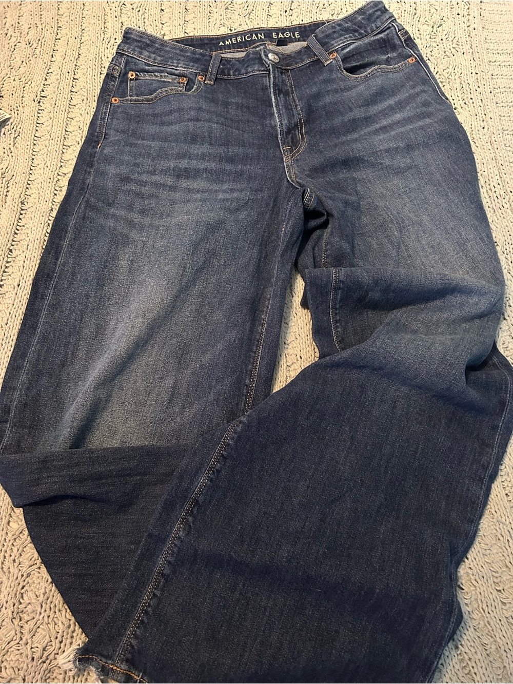 American Eagle Outfitters Low Rise Baggy Dark Indigo Bootcut Jeans